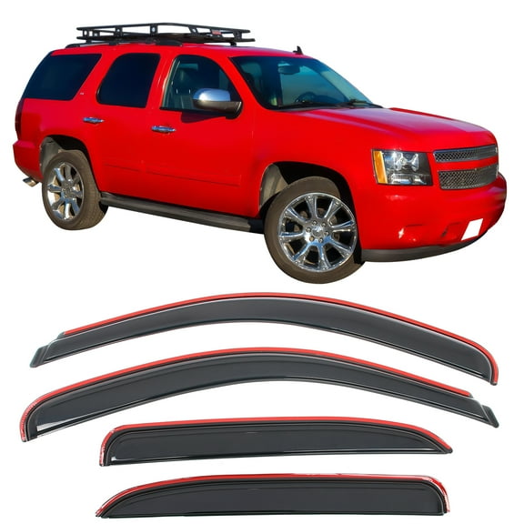 Ikon Motorsports In-Channel Window Visors for 2007-2014 Chevy Tahoe& GMC Yukon Smoke Acrylic Sun Rain Guard Shade Deflectors 4PCS