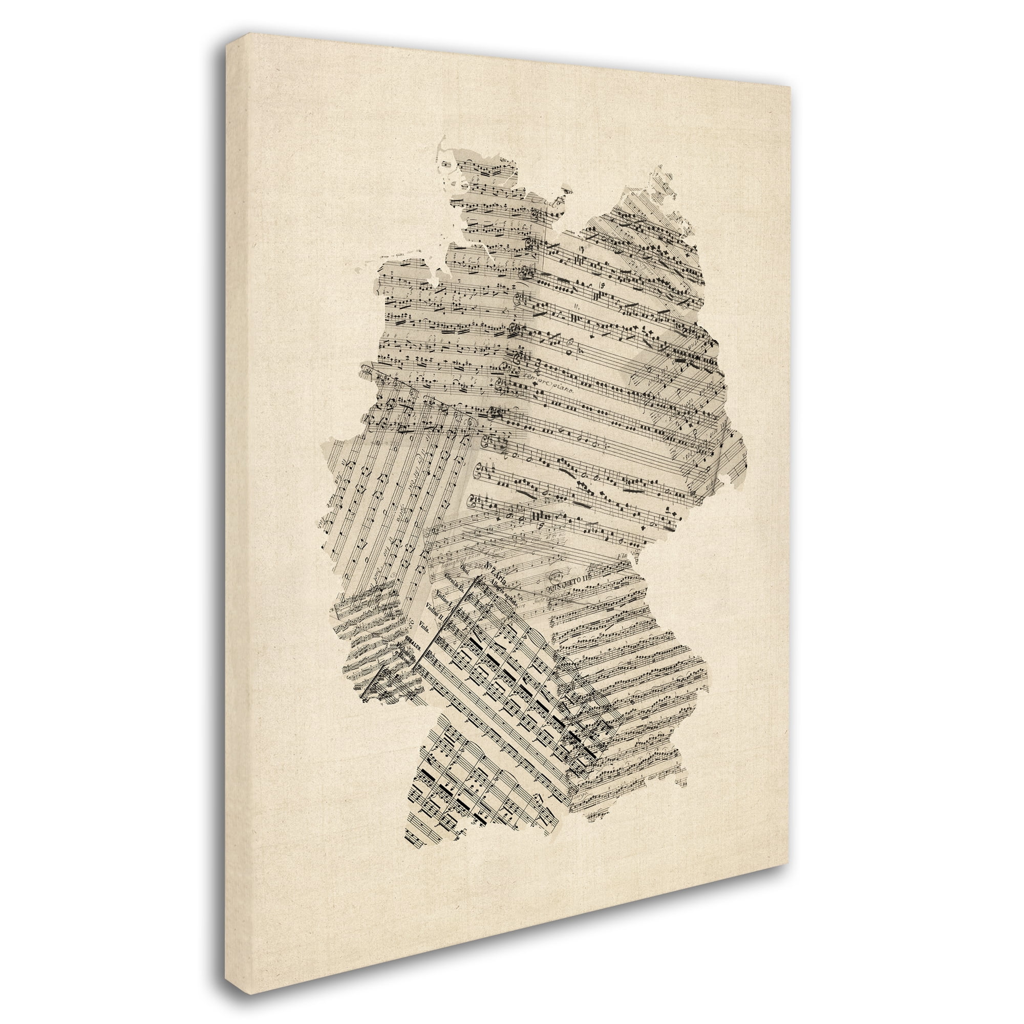 Trademark Fine Art "Old Sheet Music Map of Germany" Canvas Art by Michael Tompsett