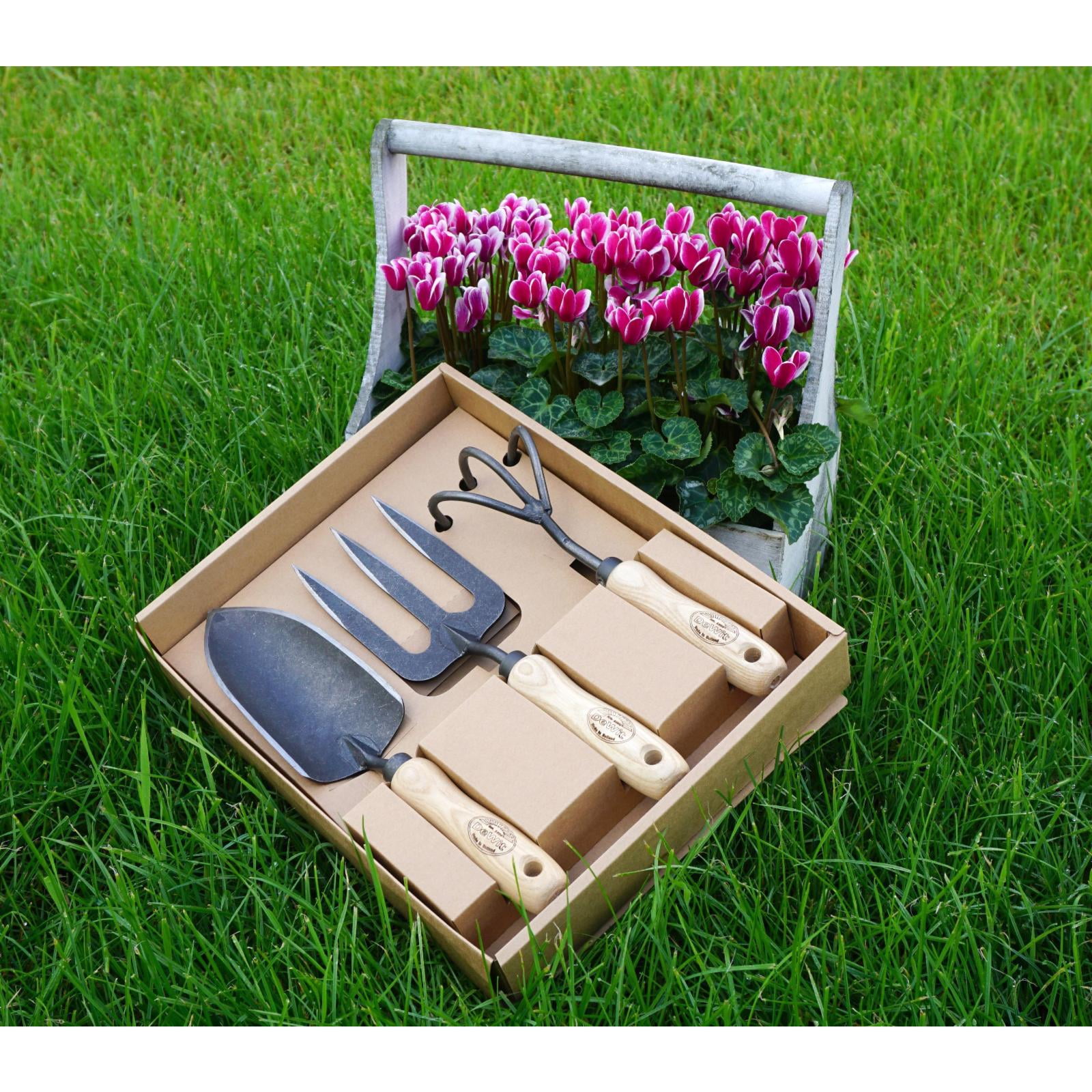 DeWit 31-3333 3 Piece Garden Essential Tool Kit, Trowel, Hand Fork, and 3 Tine Cultivator in Gift Box