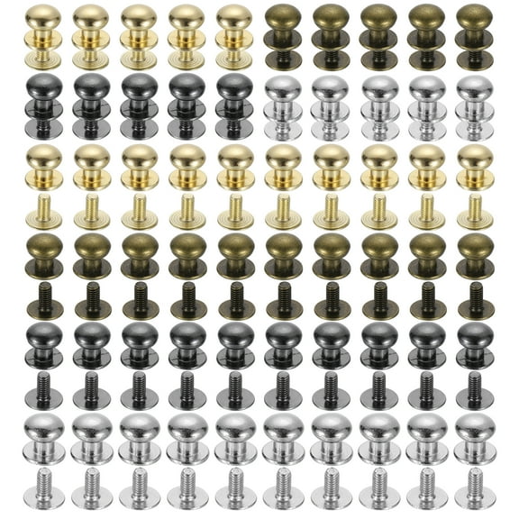 8mm Ball Head Stud Rivets Screw Back, 100Pack Button Nipple Rivet 4 Colors