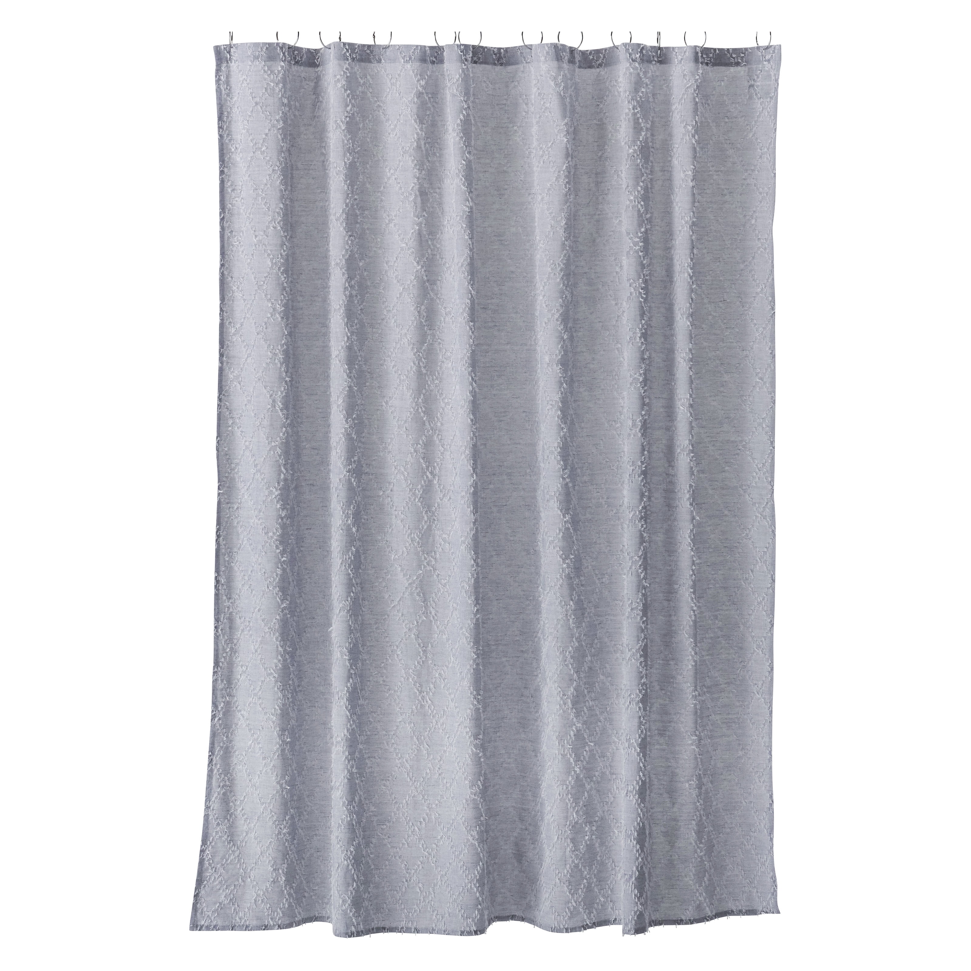 MoDRN Industrial Clip Jaquard Chambray Shower Curtain