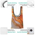 thumbnail image 5 of Shopping Bag 17.5×4.5×15in Crack Resistant Waterproof Super Large Capacity Reusable Extended Handle Can Be Carried Or One Shoulder Orange And White-Gold Marble, 5 of 8