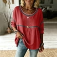 thumbnail image 6 of Wlynlyn Summer Tops for Women 3/4 Sleeve Length Crewneck Lace Patch Casual Dressy Blouses Vintage Loose Fitted Tunic Trendy Shirts, 6 of 9