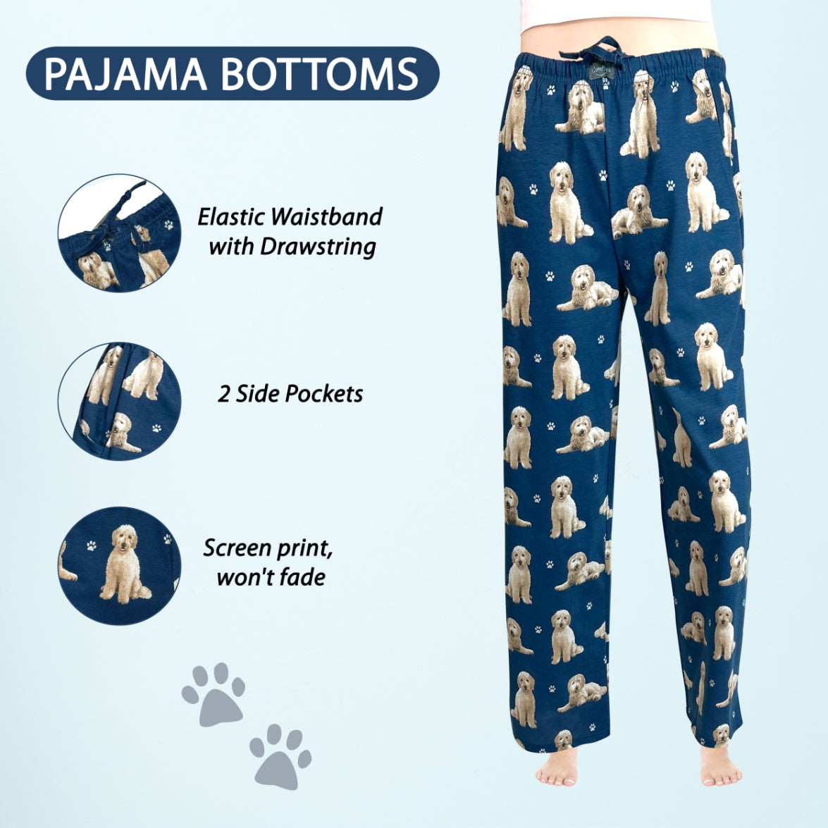 Comfies Goldendoodle Unisex Cotton Blend Pajama Bottoms Gift for Pet Lovers