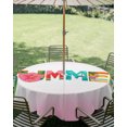 thumbnail image 2 of Outdoor Tablecloth with Umbrella Hole Zipper Summer Holiday Round Tablecloth 54" Waterproof Outside Table Cloth Gradient Pink Tropical Ocean Palm Tree Fruits Patio Table Cover Tablecloths for Picnic, 2 of 8