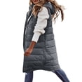 thumbnail image 3 of Shadoumai Long Puffer Vest for Women with Hood Thickened Packable Sleeveless Extended Long Vest for Fall & Winter, 3 of 9