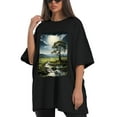 thumbnail image 4 of Plus Size Shirt for Women Oversized Black Tops for Women Short Sleeves Shirt for Women Landscape1 T Shirt Crewneck Shirt for Women M, 4 of 5