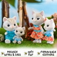 thumbnail image 4 of Honey Bee Acres Purringtons Cat Family – Includes 4 Miniature Flocked Animal Figures with Removable Outfits – Dolls for Kids Ages 3+, 4 of 10