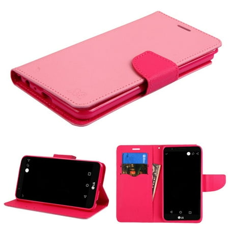 Fli Series - LG Stylo 3 / LS777, LG Stylo 3 Plus, LG MP450, LG TP450 Phone Case Leather Fli pWallet Credit Card / Cash Slots Cover Stand Pouch Folio Book Style Magnetic Buckle Hot Pink