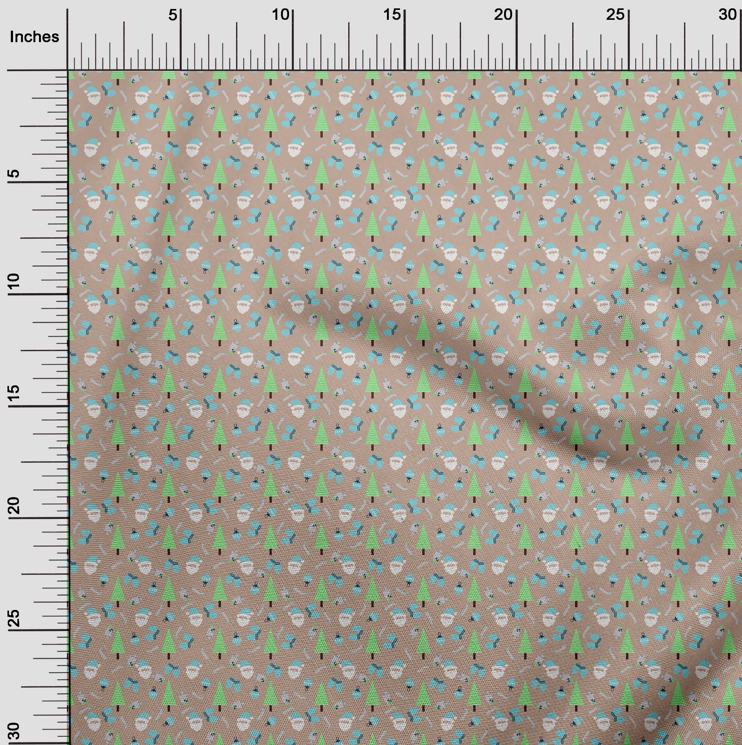oneOone Cotton Cambric Light Brown Fabric Christmas Craft Projects Decor Fabric Printed By The Yard 56 Inch Wide