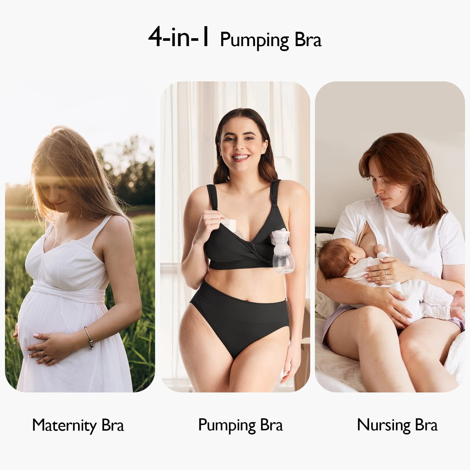 Momcozy Lycra Pumping Bra Hands Free with Fixed Padding for Good Shaping, Comfortable Support Pumping and Nursing Bra in One, Seamless Maternity Breast Pump Bra & Maternity Bra