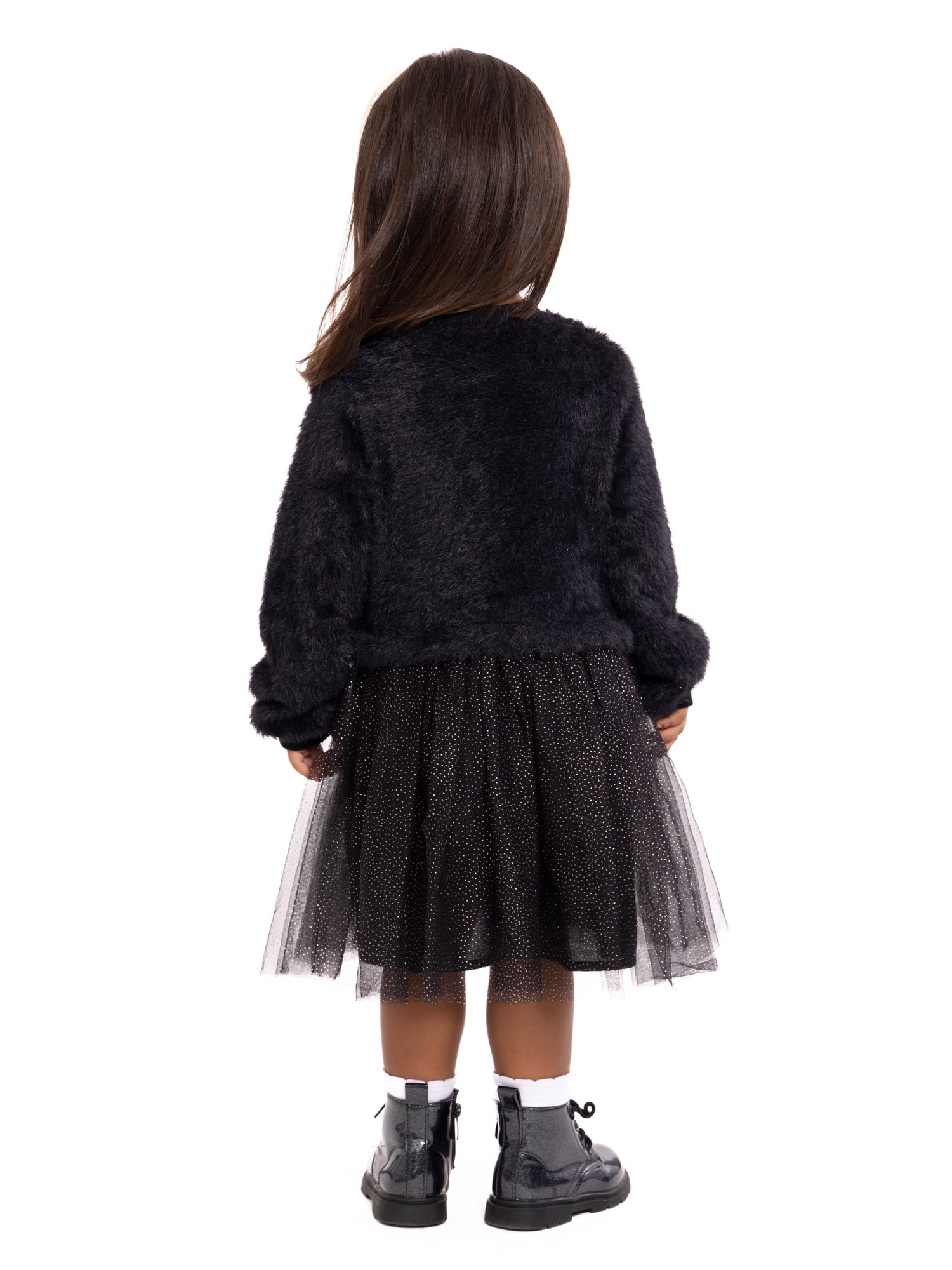 Minnie Mouse Toddler Girls Eyelash Knit Tutu Dress with Long Sleeves, Sizes 12M-5T