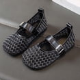 thumbnail image 4 of WEIGFI Children'S Sandals Closed Toe Breathable Mesh Ballet Soft Sole Casual Lightweight Adjustable Strap Adorable Beach Shoes,Black,11-11.5 Years, 4 of 7