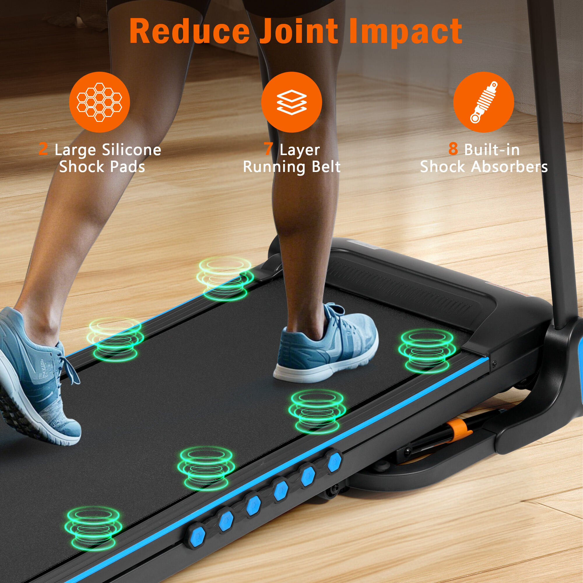 Incline Treadmill for Running & Walking, 3.0 HP Treadmills For Home 350 lbs Weight Capacity Hydraulic System Auto-Folding Treadmill with Type C & USB Charge For Android, 10MPH, Bluetooth Speaker