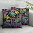 thumbnail image 3 of COMIO  Pillow Cushion Case Neon Style Tropical Tiki Beach Bar Throw Pillow Cover Colorful Plumeria Exotic Tiki Pattern Pillow Covers Room Decor for Bed Living Room, 3 of 5