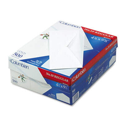 Columbian #10 Business Envelopes Gummed Seal,4-1/8 x 9-1/2 In,500 Per Box,White 