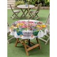 thumbnail image 4 of Outdoor Tablecloths with Umbrella Hole & Zipper, Spring Flowers Round Tablecloths 60 Inch, Watercolor Floral Leaves Butterflies Plant Waterproof Table Cloth, Patio/Pool/Picnic Table Covers, 4 of 8