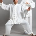 thumbnail image 5 of zeranth 2Pcs/Set Unisex Button Placket Shirt Loose Solid Color Chinese Traditional Tai Chi Suit Kung Fu Wear, 5 of 7