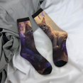 thumbnail image 5 of Rateoe Purple Flower Lazy Cat for Women Casual Calf Socks - Cute Crew Socks - Thin Soft Above Ankle Socks Size 5-11, 5 of 6