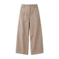 thumbnail image 6 of ZToonmas Gingham Barrel Ankle Pants for Women Button Fly High Waist Loose Plaid Nine Point Casual Pants with Pockets, 6 of 6