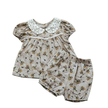 

TAIAOJING Kid Toddler Girl Clothes Boys Summer Floral Cotton Short Sleeve Short Pants Tshirt Shorts Set Baby Girl Outfits 12-18 Months
