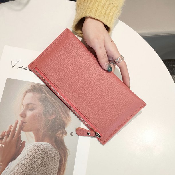 Cartera de mujer, cartera, tarjetero, de mano, envuelta en piel, gran capacidad, sencilla y versátil