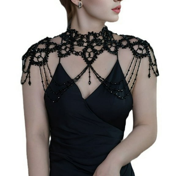 Yokua Wearable Shoulder Chain Necklace Mulyi Layer Body Accessory for Evening Parties