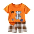 thumbnail image 2 of Piuwrlz Shirt and Short Pants Set Baby Boys Girls Printed Round Neck Tight Shirt Summer Children's Set Yellow Size 6 Years, 2 of 3