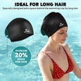 thumbnail image 4 of Gorro de natación VIRSIDI de silicona para mujeres, hombres y adultos, paquete de 2 unidades, color negro y rosa, 4 of 7
