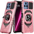 thumbnail image 2 of Compatible for T-Mobile REVVL 6 5G Case with Tempered Glass Screen Protector [Military Grade] Ring Car Magnetic Mount Kickstand Shockproof Phone Cover - Rose Gold, 2 of 7