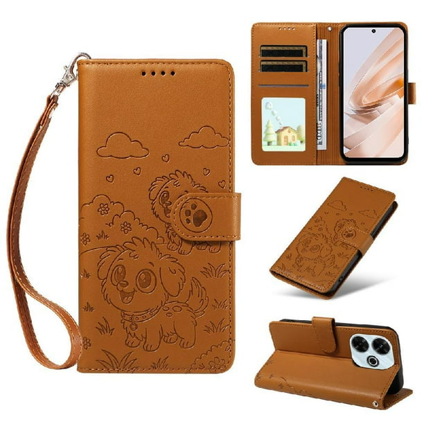 Funda Cartera GANGXUN con Diseño de Perrito en Relieve para Xiaomi POCO M6 4G , Protección 360° con Ranuras y Correa Desmontable
