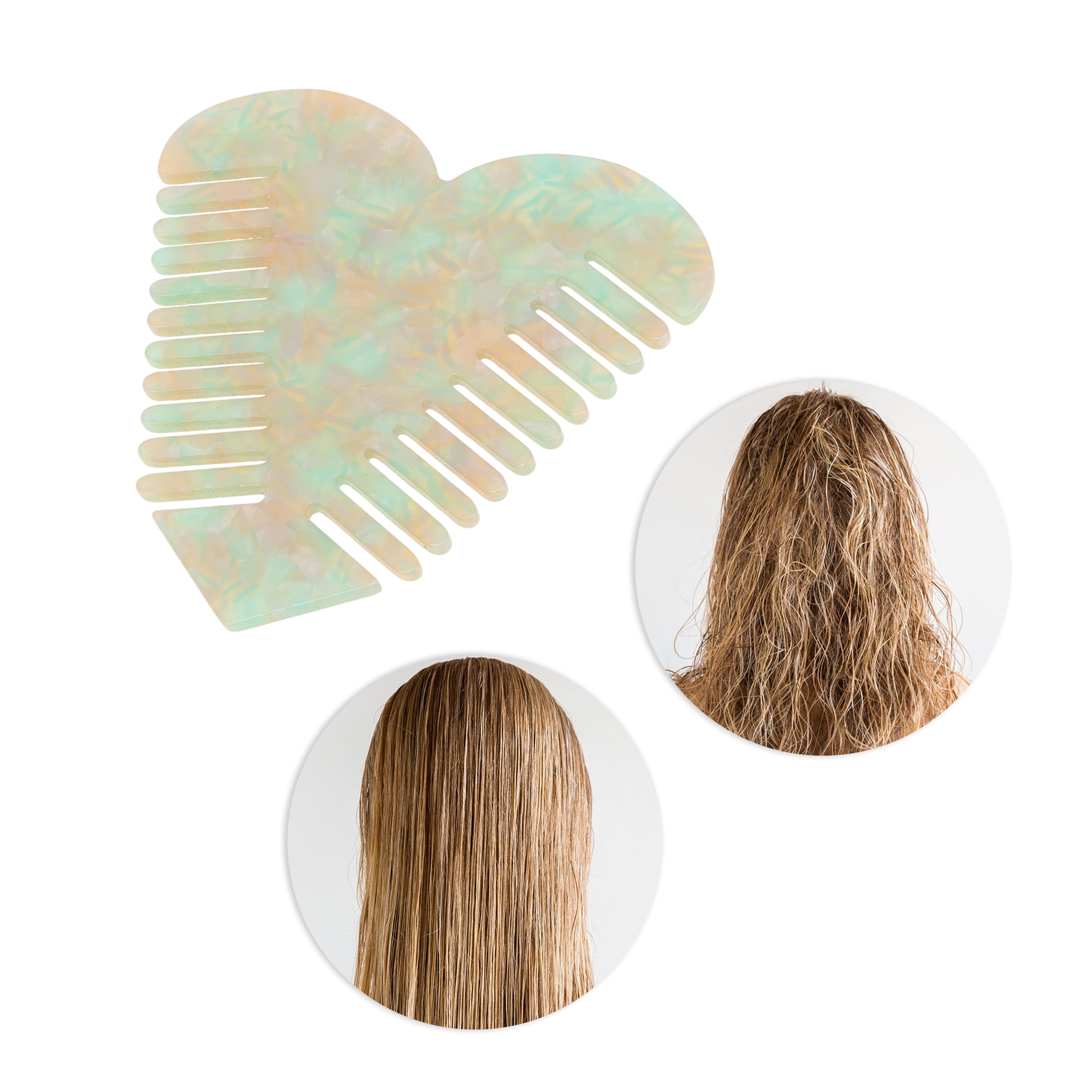 Unique Bargains 1 Pc Heart Shaped Hair Comb for Effortless Hair Care Styling Light Green