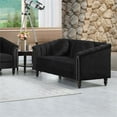 thumbnail image 5 of Jessica 3 Pieces Black Microfiber Living Room Set Modern Velvet Sofa Set pillow, 5 of 6
