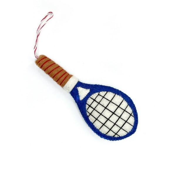 Tennis Racquet Ornament - Felt Wool Fair Trade Christmas Gift Handmade in Nepal