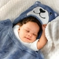 thumbnail image 4 of BambooMN Super Soft Hooded Bath Animal Towels - Nursery Essentials - Cute Towel Robe for Girl/Boy - Light Blue Rabbit, 4 of 4