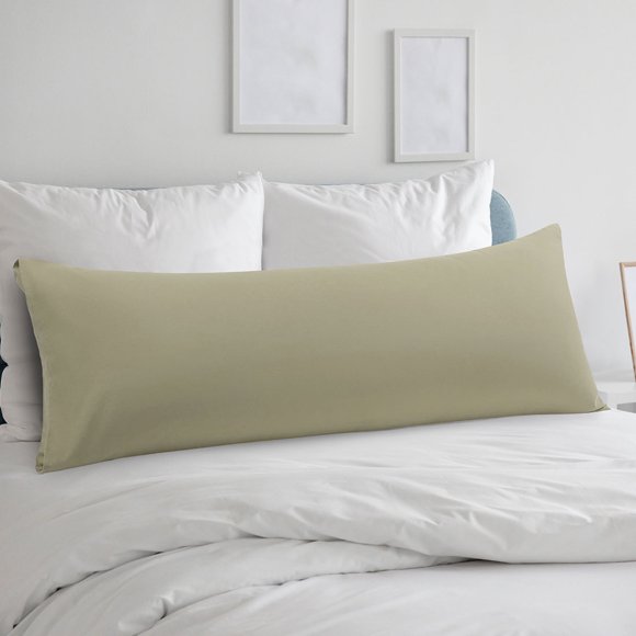 Funda de almohada de cuerpo PiccoCasa de microfibra cepillada, color caqui King
