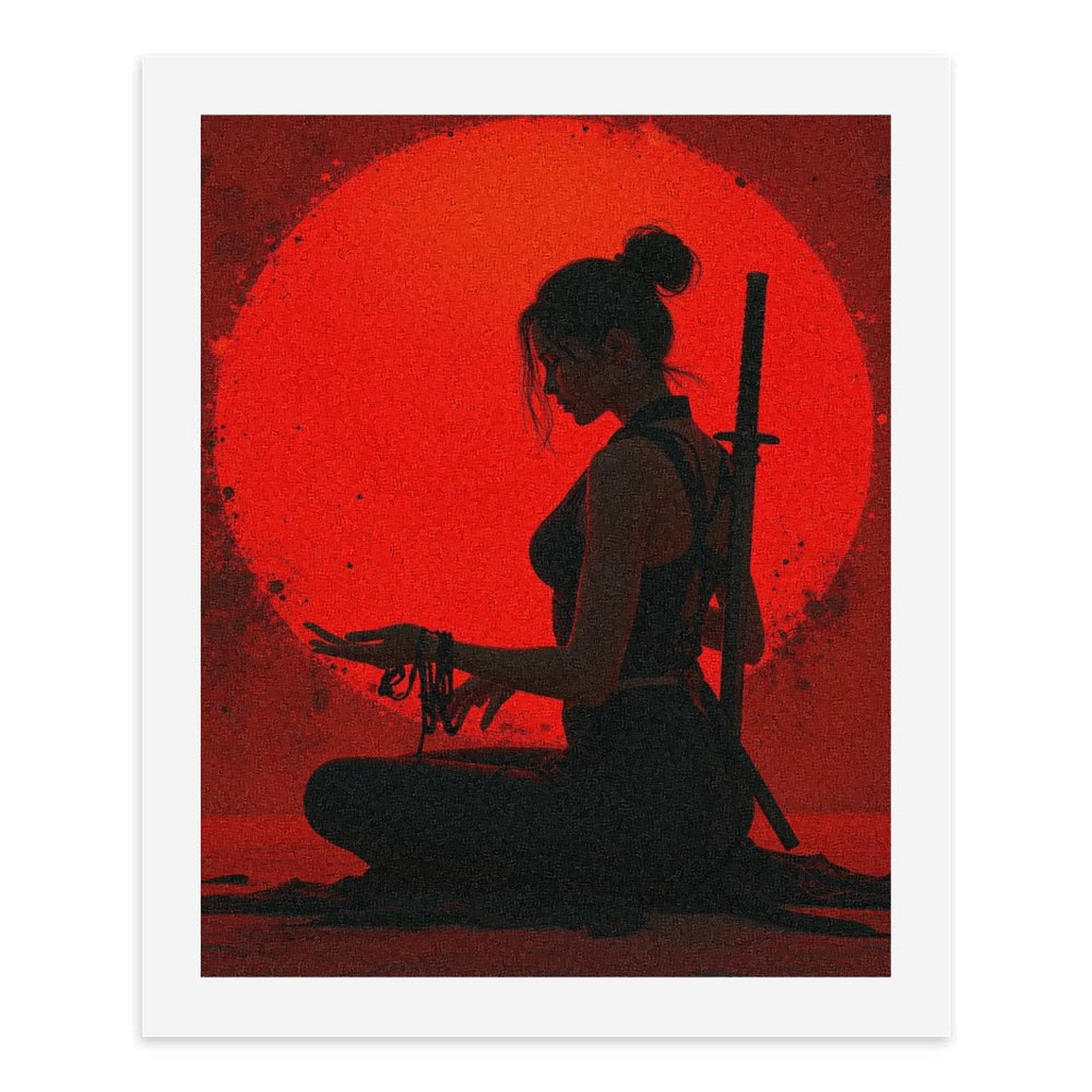 Paint by Numbers Kit for Adults, Zen Woman Silhouette Samurai Meditation Paint by Numbers, Easy Paint by Numbers Kit for Adults Beginner, DIY Adult Paint by Number Kits on Canvas, Home Decor