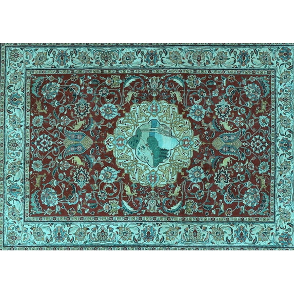 Ahgly Company Indoor Rectangle Persian Light Blue Traditional Area Rugs, 5' x 8'