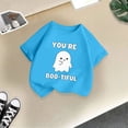 thumbnail image 4 of Qopobobo Girls Halloween Short Sleeve Shirt Halloween Shirt Toddler T-Shirt Boys Girls Ghost Graphic Tee Kids Spooky Season Tops 2T 3T(Sky Blue, 2-3 Years), 4 of 5