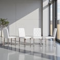 thumbnail image 2 of Tcbosik Dining Chairs Set of 4, Modern Upholstered Kitchen Chair with Button Tufted Back, PU Leather Armless Chair with Metal Legs, White & Silver, 2 of 10