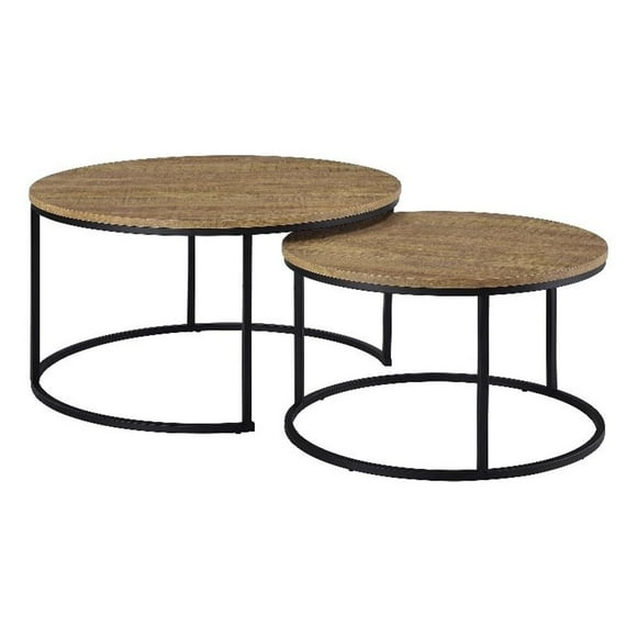 Coaster Lainey Table Basse Ronde Gigogne en Bois d'Ingénierie, 2 Pcs, Couleur Mangue