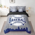 thumbnail image 2 of Homewish Grey Blue Sports Bedding Comforter Set 7pcs, Cartoon Baseball Game King Bedding Sets, Teens Kids Boys Girls Reversible Bed Sheets, Luxury Bedroom Decor, 2 of 7