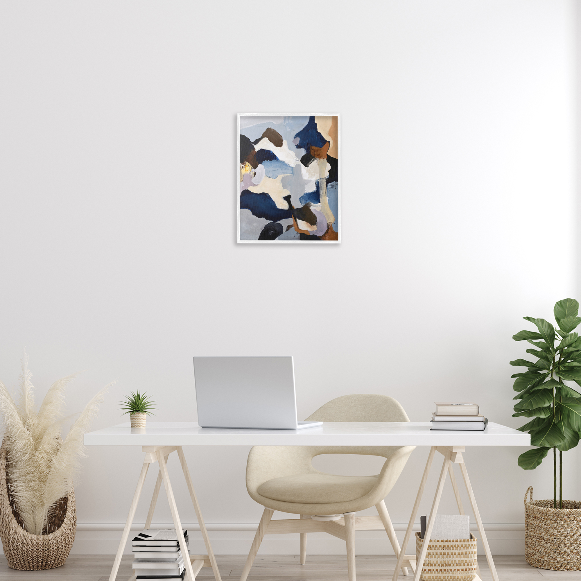 Cool Tones Composition White Framed Giclee Art, design by Design Fabrikken