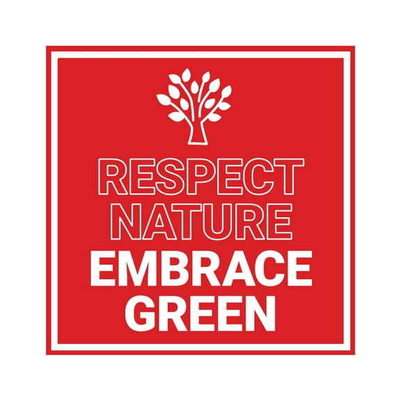 Signs ByLITA Square Respect Nature, Embrace Green Living Sign (Red) - Large