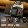 thumbnail image 6 of Compatible with Samsung Galaxy Z Fold 6 Removable 2 in 1 Wallet Case,Retro Premium PU Leather Cell Phone Back Cover Magnetic Detachable Trifold Wallet Credit Card Cash Holder Kickstand Case,Coffee, 6 of 11