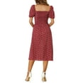 thumbnail image 3 of INSPIRE CHIC Women's Smocked Dress Square Neck Ruffled Hem Floral Dress XS Red, 3 of 6