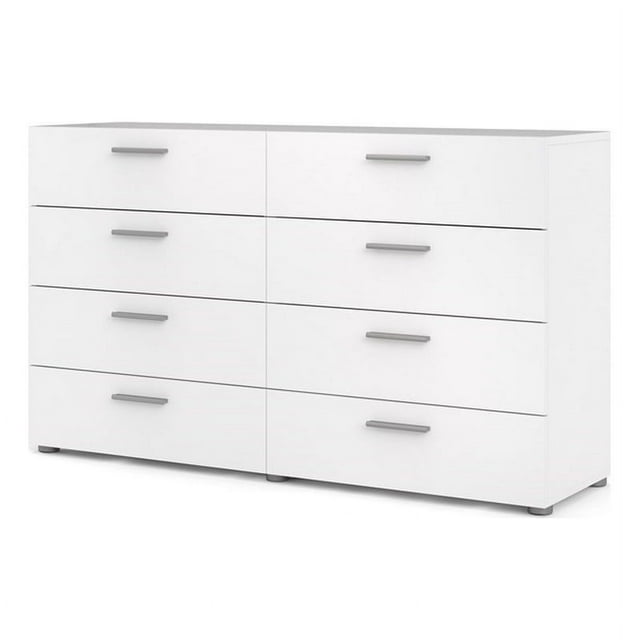 Atlin Designs Engineered Wood Contemporary Wood 8 Drawer Double Dresser in White