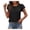 Black, variant on Lolmot Tops for Women 2023 Plus Size Spring and Summer Flounce V-Neck Petal Sleeve Solid Color Bottom T-Shirt Hollow Top