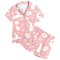 thumbnail image 3 of Easter Pajamas for Kids Girls Cartoon Rabbit Short Sleeved Breathable Button Down 2-Piece Sleepwear Pjs for Kids Pink,8-9 Years, 3 of 3