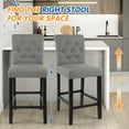 thumbnail image 4 of Bar Stools, Counter Height Chairs, Upholstered Fabric Padded Kitchen Island Wood Barstools with Button Tufted Backrest and Solid Wood Legs, 4 of 10